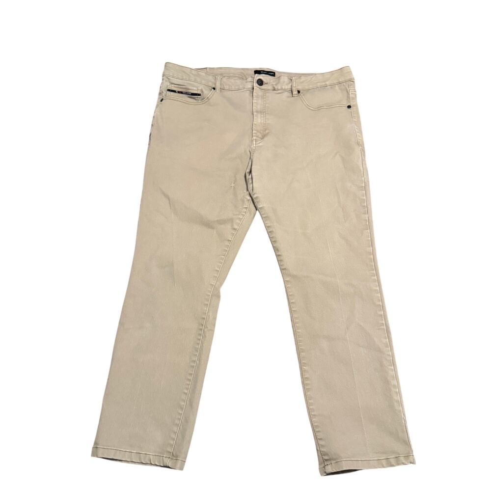 Fried Denim Mens Pants Size 42x30 Khaki Tan Stretch Casual 5 Pocket Read Flaw